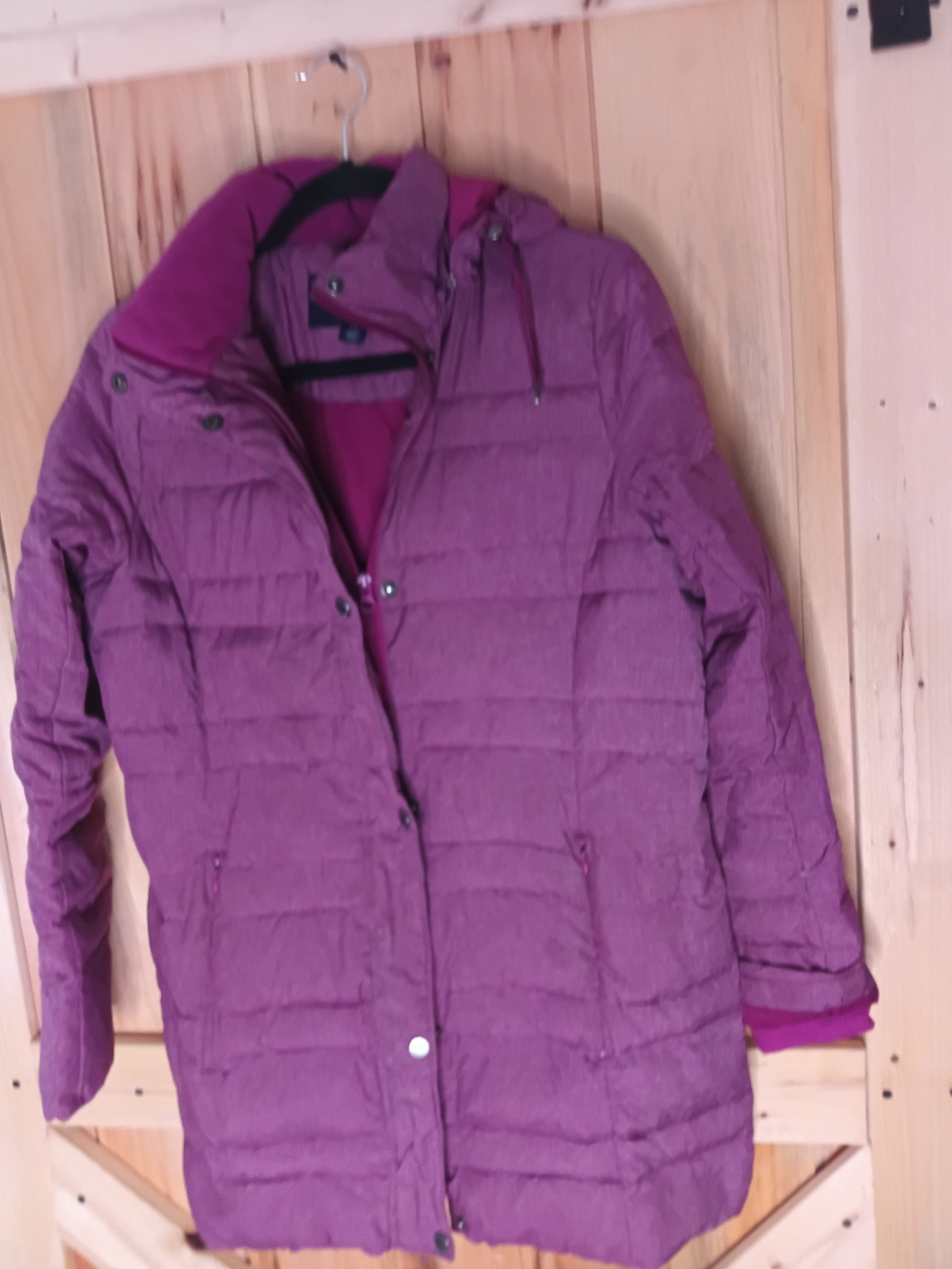 Women’s Lands End Quilted Long Puffer Down Coat - Purple Size Small